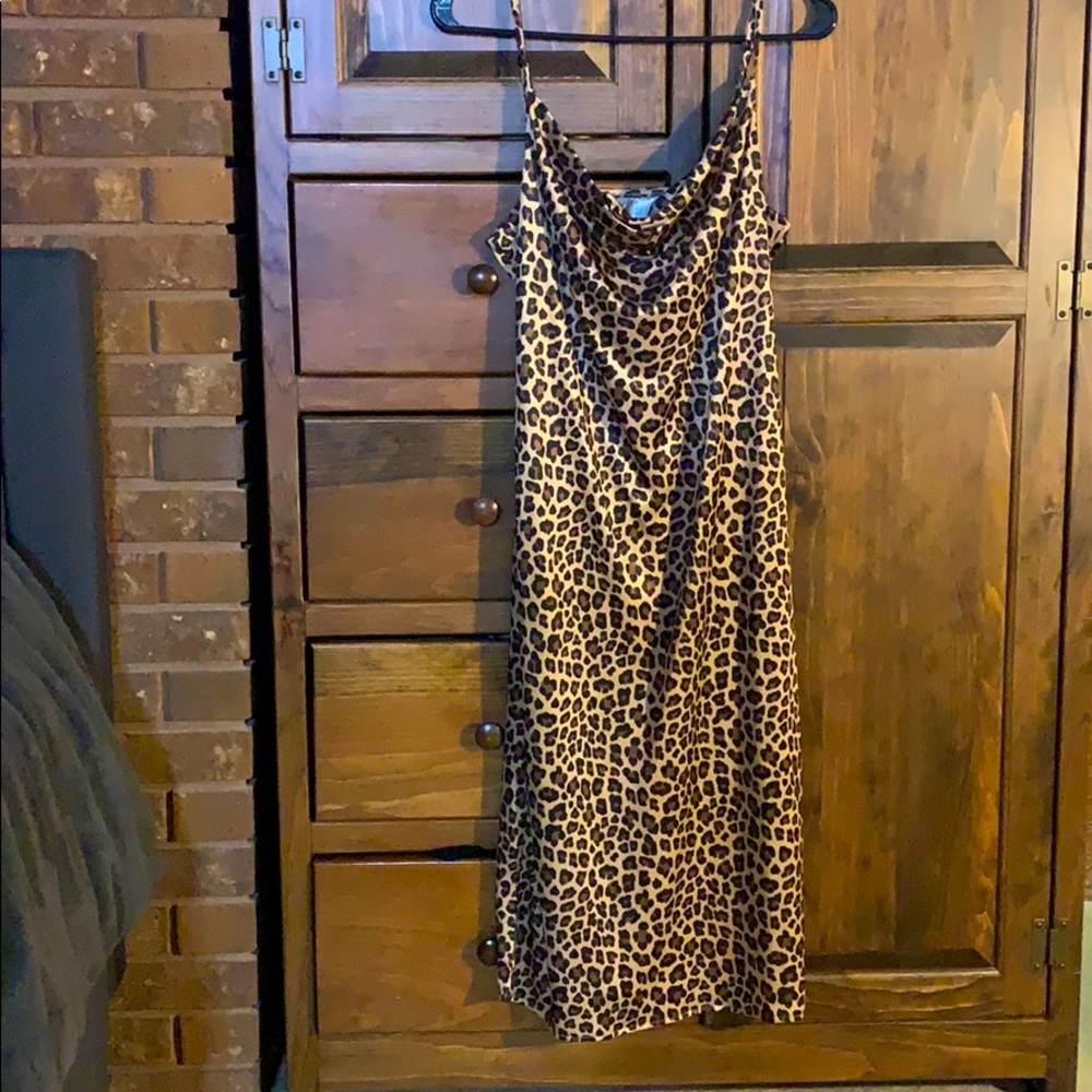 Silky leopard print dress.
